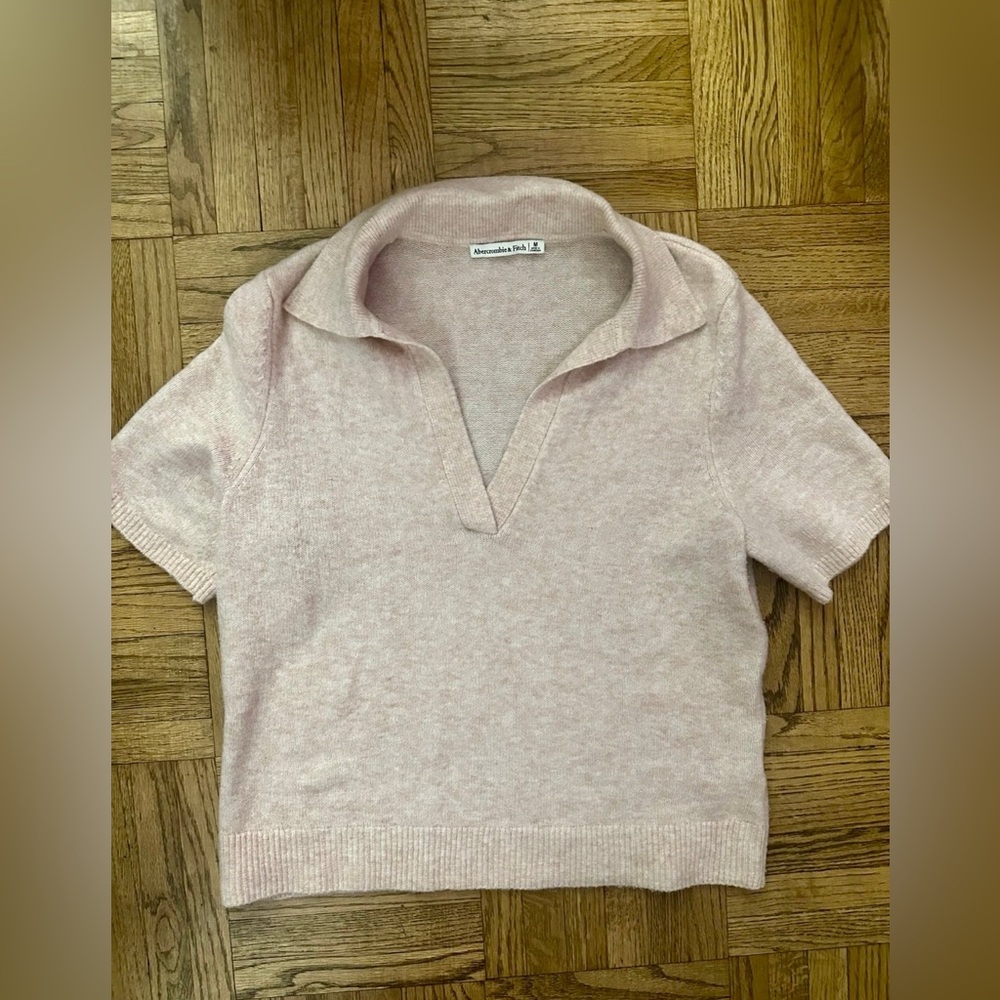 Abercrombie & Fitch Women's Notch-Neck Sweater Tee Pink - Size Medium